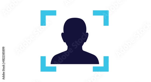 Obraz Silhouette of a person s head and shoulders within a light blue focus square frame