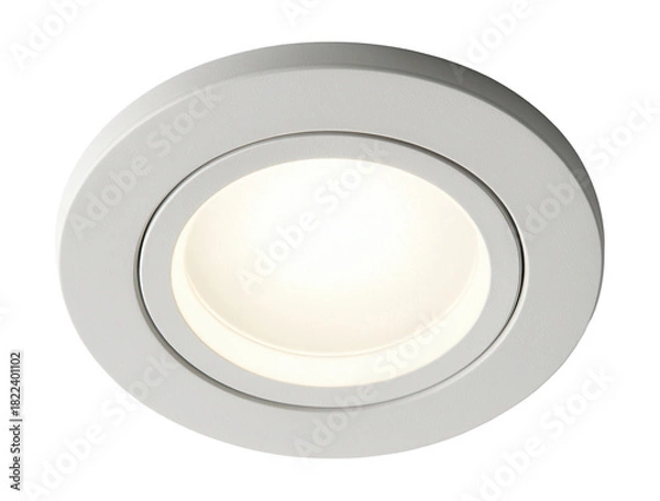 Obraz Recessed round LED spotlight mounted in the train ceiling.