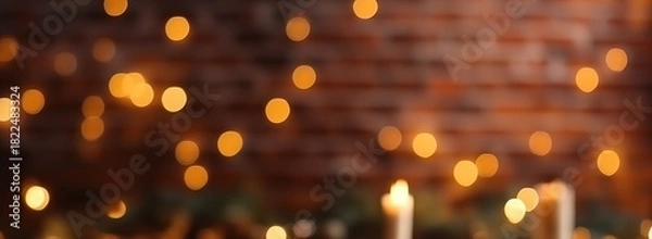 Obraz Abstract bokeh christmas light background, AI generated image