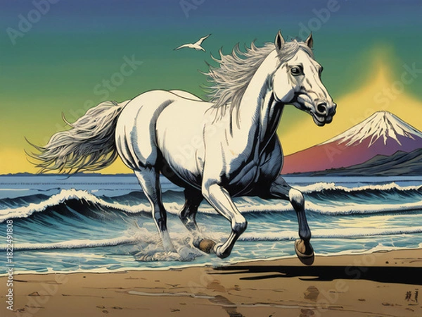 Fototapeta A thoroughbred sprinting at full speed.