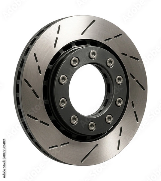 Obraz Dual-layer floating disc brake with exposed connection points.
