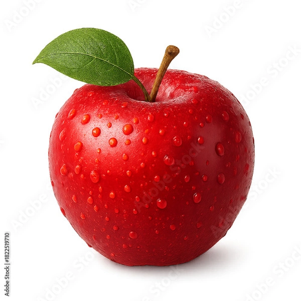 Fototapeta Fresh red apple with water drops isolated on transparent background
