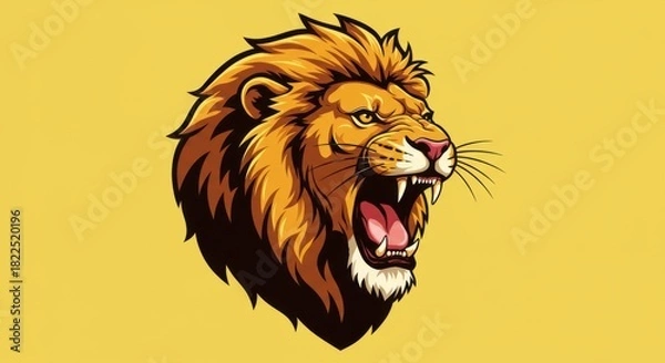 Obraz Roaring Majesty: A Bold Cartoon Lion Head with Intricate Details and Fierce Expression