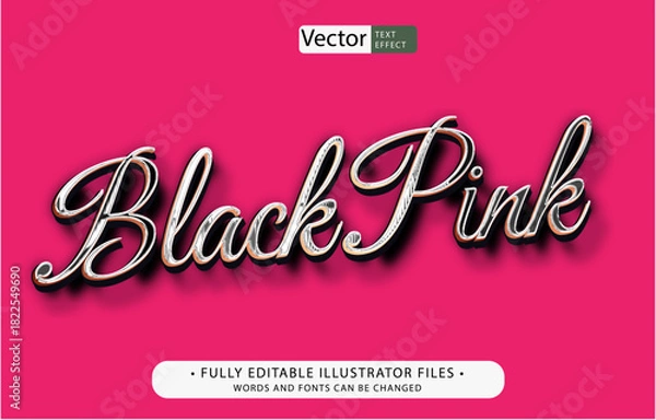 Obraz black pink text effect editable illustrator file