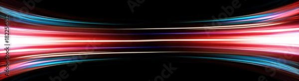 Fototapeta Abstract background of long explosure tale light on black ,Technology backgroud