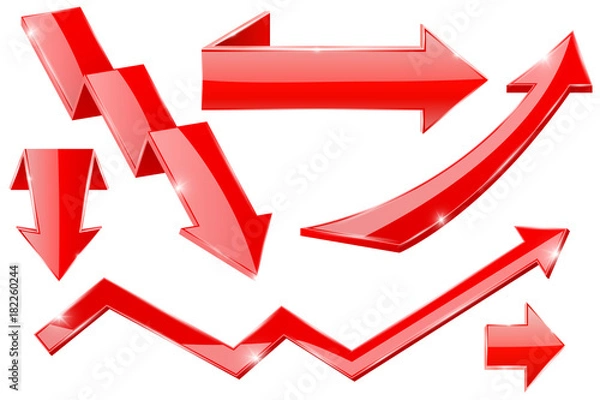 Fototapeta Red 3d arrows. Shiny web icons