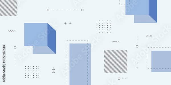 Fototapeta Dynamic Abstract Background with Retro Hipster Element and Soft Blue Flat Color