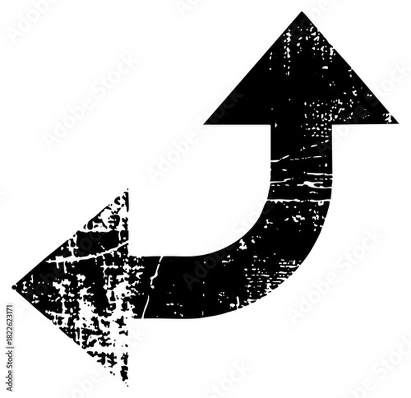 Fototapeta Arrow points upward in a distressed graphic style