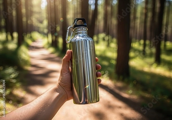 Obraz Sustainable lifestyle using reusable bottle