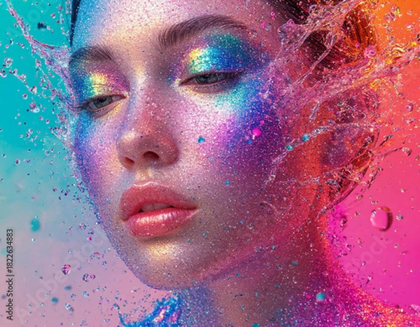 Obraz girl washes off makeup