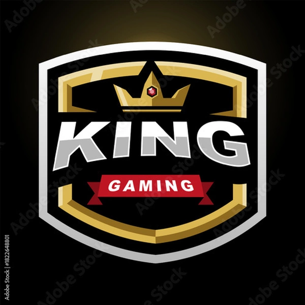 Obraz King gaming logo with crown inside shield