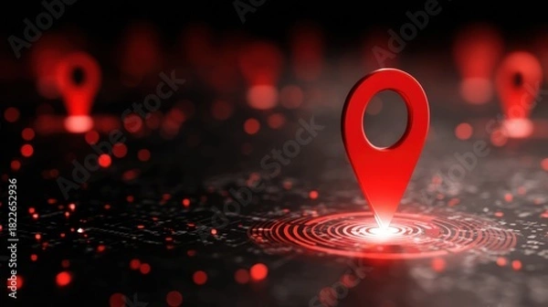 Obraz Hacker Performing Cyber Sabotage With GPS Spoofing in a Tracking Map Glitch Simulation