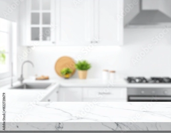 Obraz White Countertop Texture, Soft Kitchen Shadows.