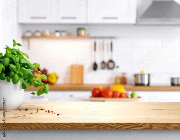 Fototapeta Bright White Surface, Diffused Kitchen Light.