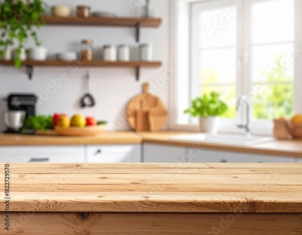 Obraz Clean White Edge, Soft Home Kitchen Scene.