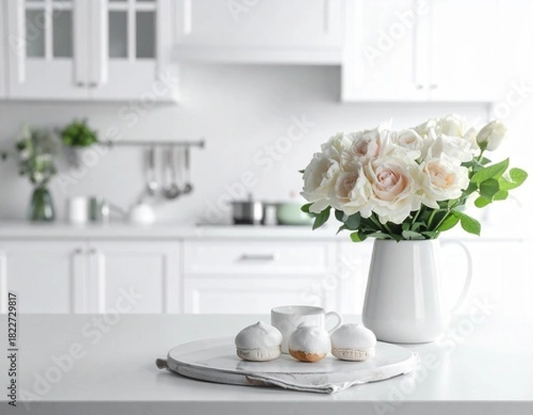 Obraz Focused on the Surface, Soft Home Kitchen Blur.