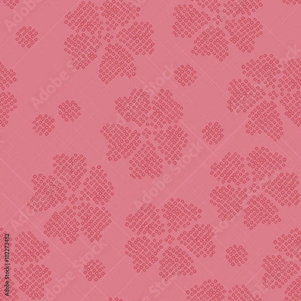 Fototapeta Japanese Shibori ornament. Stylised sakura flowers. Abstract pink backdrop. Classic japanese dyeing technique. Pattern fills. For decoration or printing on fabric.
