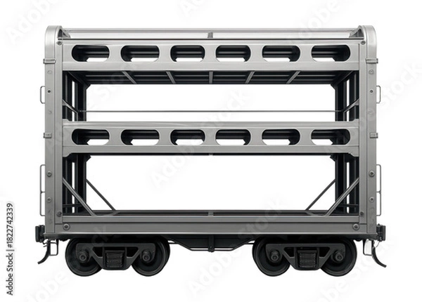 Obraz Two-level autorack featuring end loading ramps and secure latching systems.
