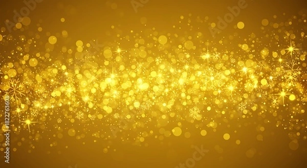 Fototapeta Glowing golden abstract background with sparkling light particles and bokeh effects