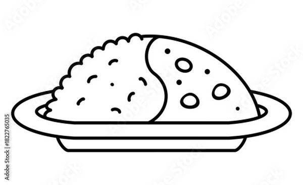 Obraz モノクロのカレーライスイラストアイコン素材
