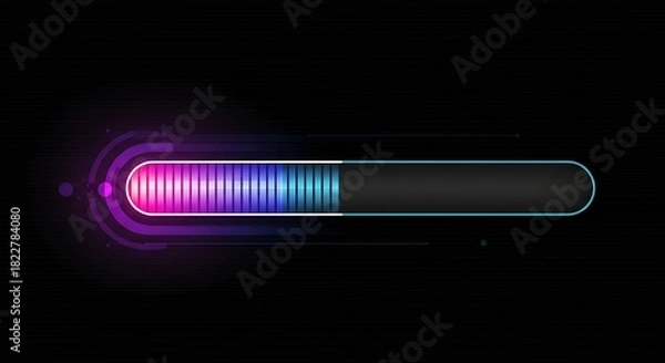 Fototapeta Glowing progress bar with colorful spectrum, loading animation, on a dark background