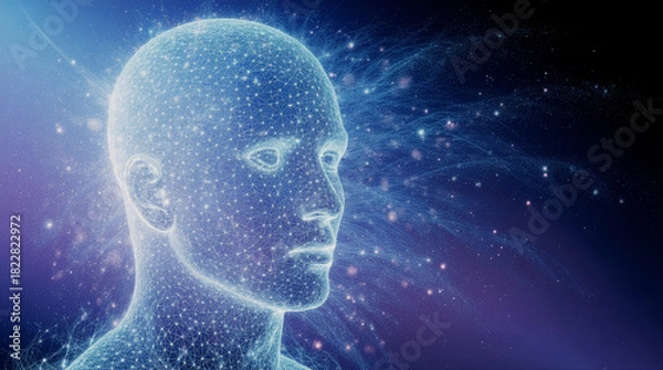 Fototapeta Mind of Innovation: An abstract portrayal of the human mind, showcasing the interconnectedness of thought, creativity, and the power of knowledge and potential.