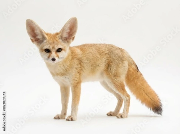 Fototapeta A captivating studio shot of a fennec fox, showcasing its distinctive large ears and desert-adapted features.