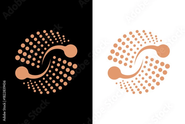 Obraz Minimalist Flowing Dots Circle Abstract Logo