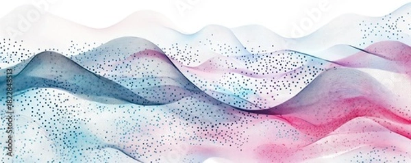 Obraz Abstract wave patterns with flowing lines and scattered dots design