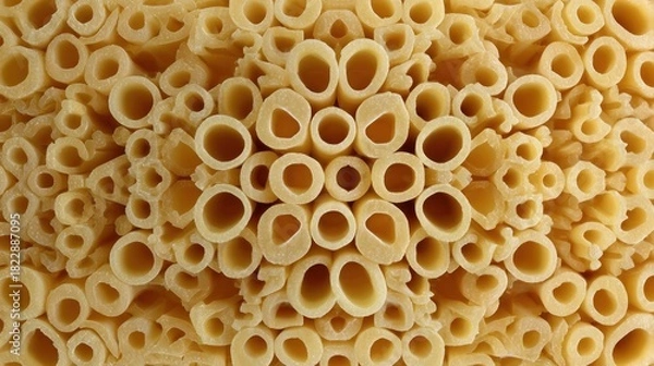 Obraz Close-up of pasta shapes, forming repeating patterns of hollow tubes