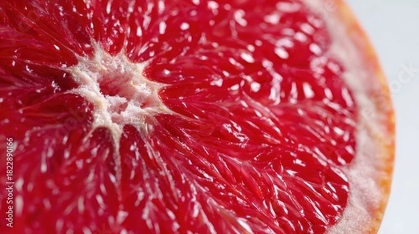 Obraz Close-up of a vibrant halved citrus fruit with fleshy segments, bright red hues