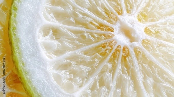 Obraz Close-up of sliced citrus fruit showing interior segments and rind texture