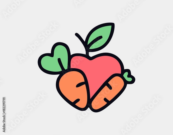 Fototapeta Health and Wellness icon illustration. healthy lifestyle icon