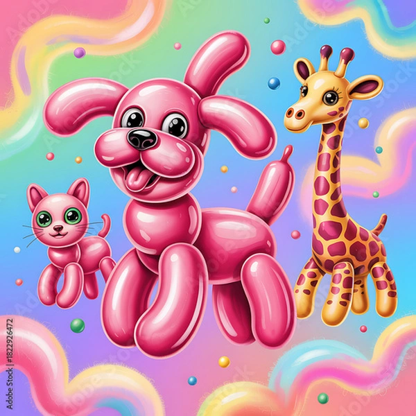 Obraz Whimsical Balloon Animals Playful Critters