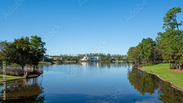 Fototapeta The Waterway and the surrounding area in The Woodlands, Texas