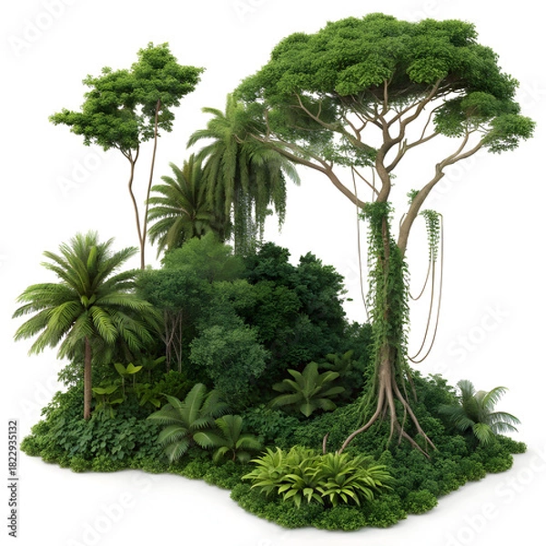 Obraz jungle top view isolated on white background