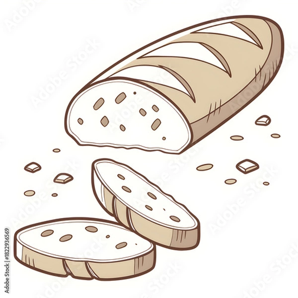 Obraz piece of a dry white bread bruschetta or baguette