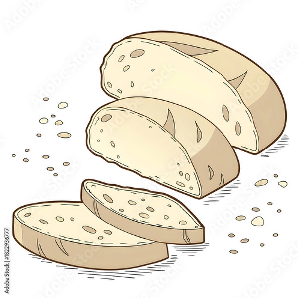 Obraz piece of a dry white bread bruschetta or baguette