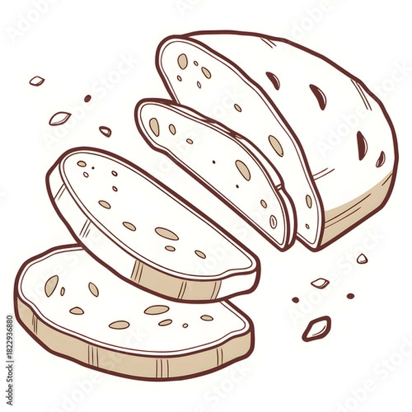 Obraz piece of a dry white bread bruschetta or baguette