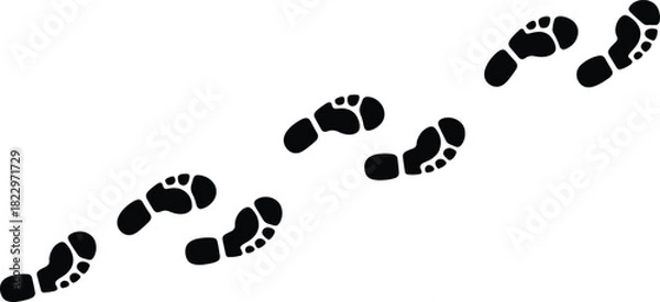 Fototapeta Footprints on a Journey Simple Black and White