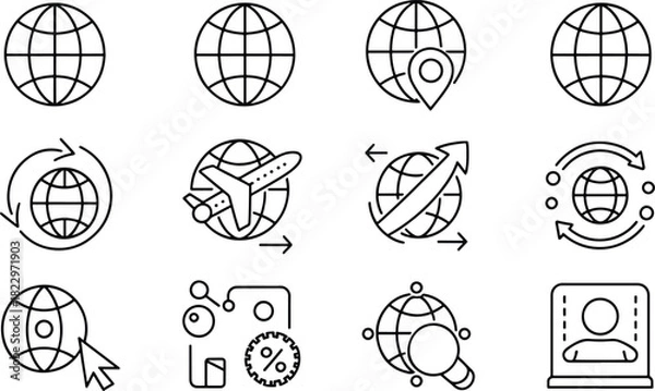 Fototapeta Global Business and Technology Icon Set