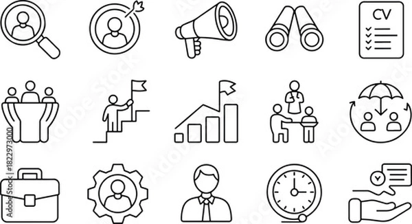 Fototapeta Human Resources and Business Vector Icon Set