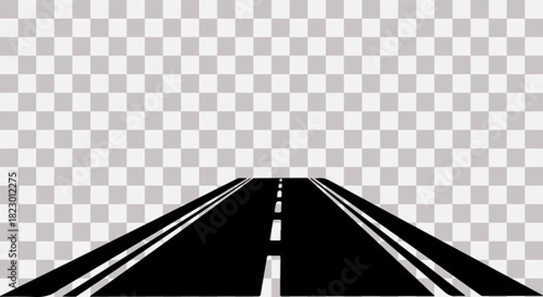 Obraz Perspective view of a black asphalt road with white lines on a transparent background
