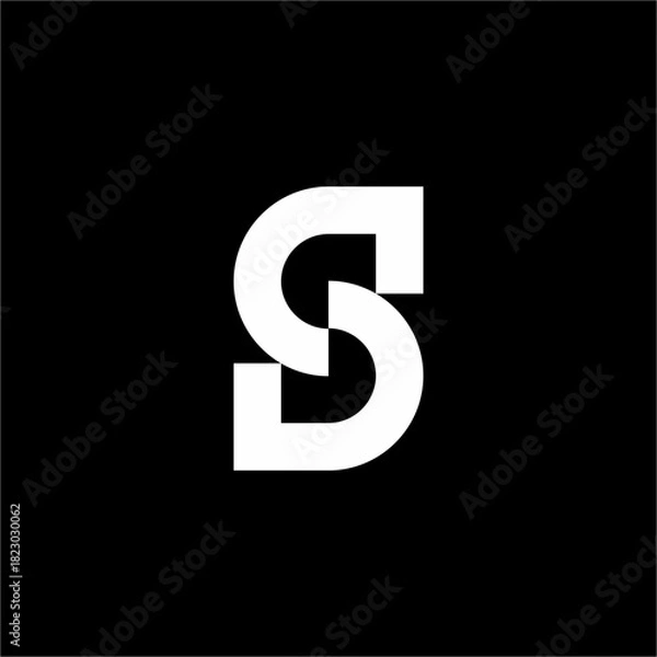 Fototapeta A modern, elegant S monogram created by two interlocking quadrants. Futuristic and bold. Ideal for FinTech or corporate consulting.