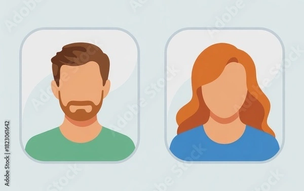 Fototapeta Modern avatars of diverse professionals, perfect for a contemporary team page or showcasing customer testimonials with a clean, minimalist design