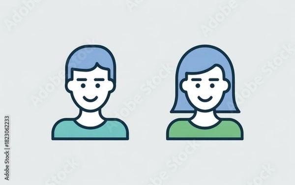 Fototapeta Team avatars symbolize friendly collaboration and partnership, perfect for illustrating company culture and community engagement in a modern, minimalist style.