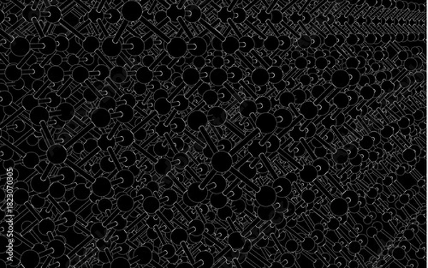 Fototapeta Dense grid of interconnected circles and lines forming a diagonal geometric pattern. Stylized repetition and depth evoke algorithmic design, digital symmetry, and mathematical abstraction.