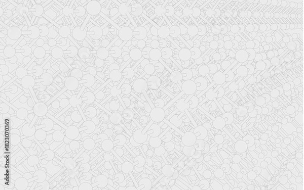 Fototapeta Abstract network of interconnected nodes radiating from center, resembling neural or data structure. White geometric lines on black background emphasize symmetry, complexity, and digital logic.