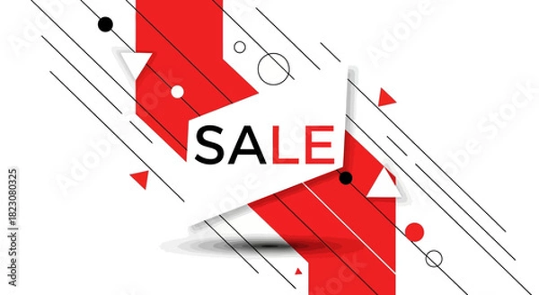 Obraz Sale Banner with Geometric Design: An eye-catching banner declares SALE with a bold geometric design that adds a modern flair. Clean lines, a vibrant color palette.