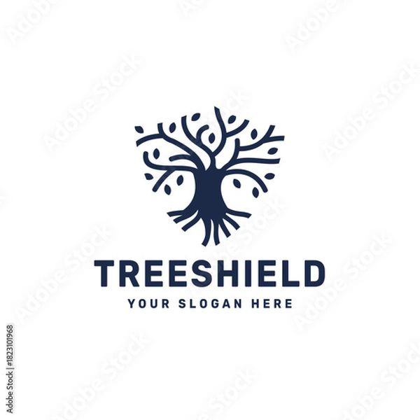 Obraz Tree Shield Logo Design Vector Concept